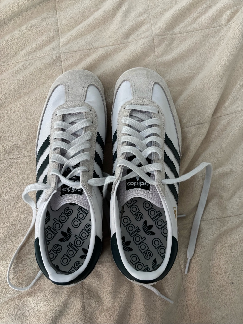 adidas SL 72 Men’s White Sneakers with Dark Green Three Stripes